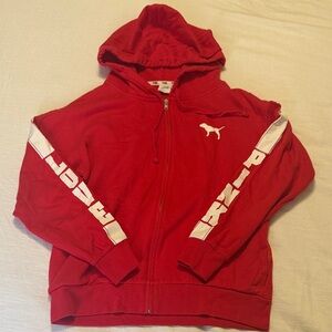 PINK Victoria's Secret Red Zip-Up Hoodie